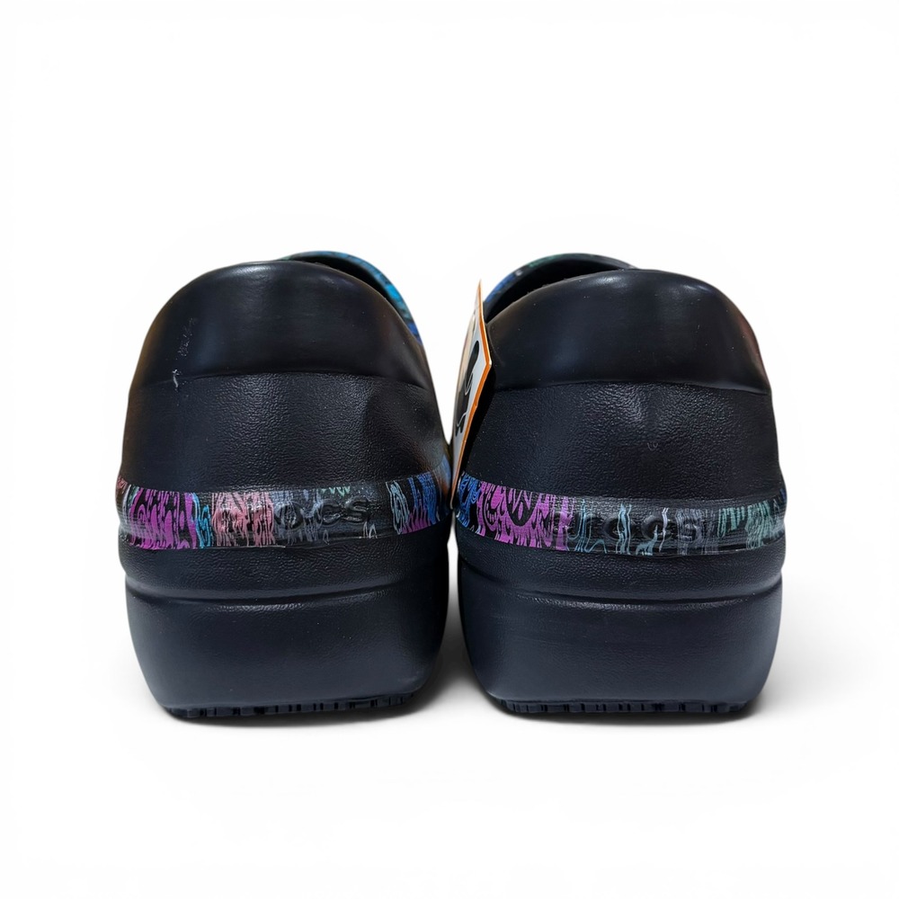 Crocs Neria Pro II Women 10 Black Mandala Floral Slip Resistant Work Clog Shoe - Picture 5 of 9